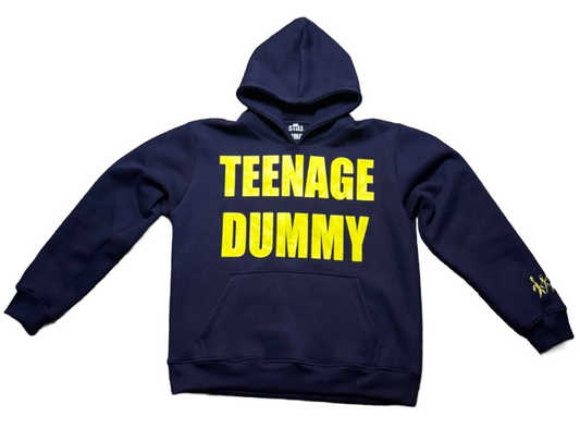 TEENAGEDUMMY Heavyweight Hoodie - Navy/Yellow